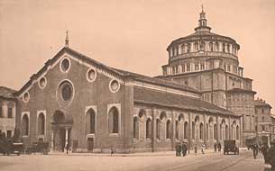 Старое фото церкви Санта Мария делле Грацие милан