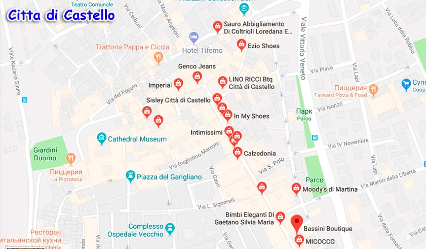 магазины citta di castello на карте