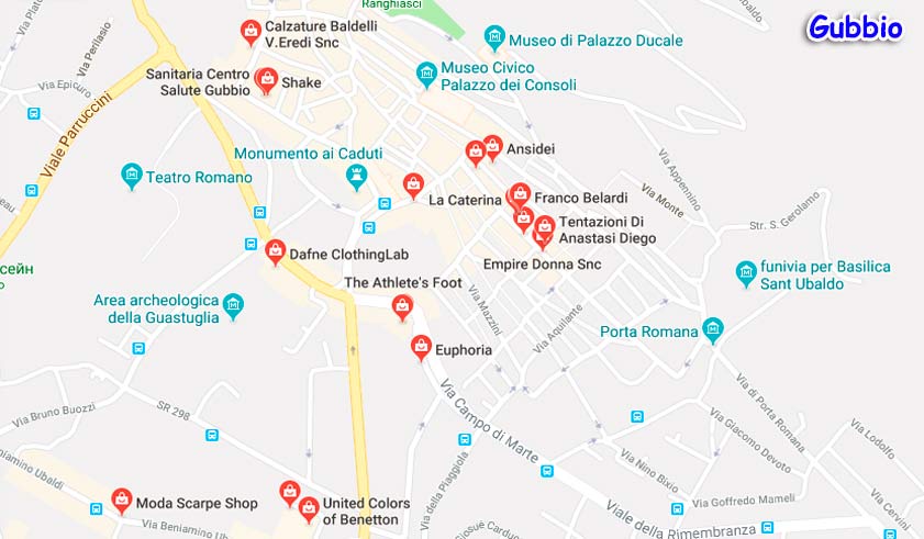 магазины Губбио италия на карте